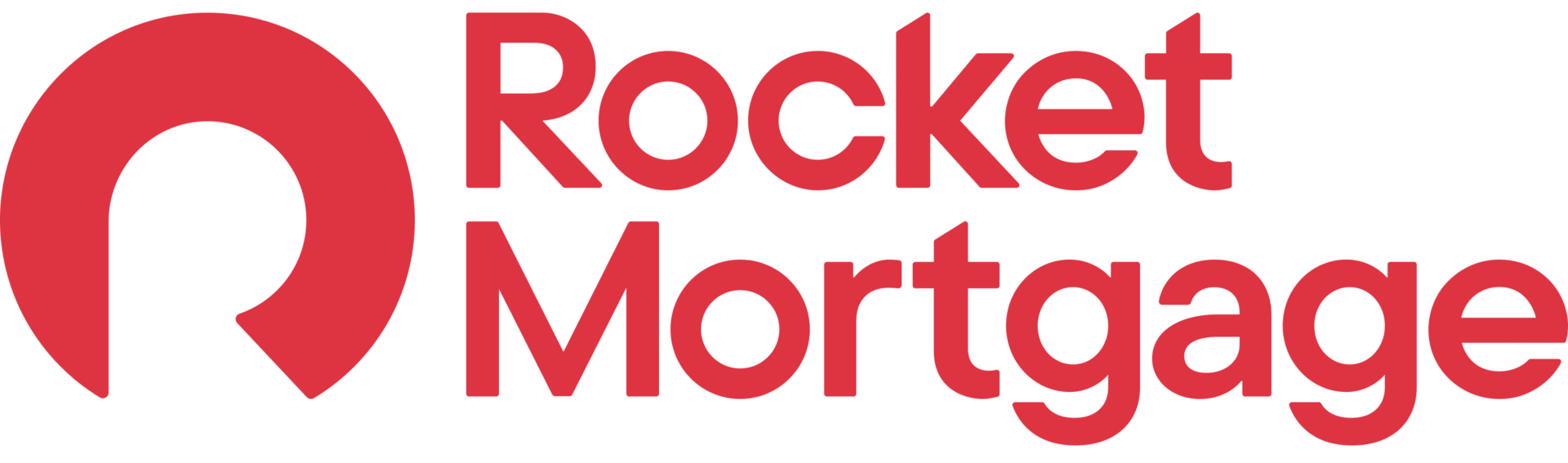 Rocket Mortgage red logo on black background